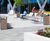 Contemporary seating and bins for Rugby Service Station 1