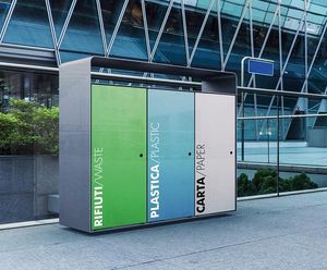 Bund - steel outdoor recycling bin for public spaces