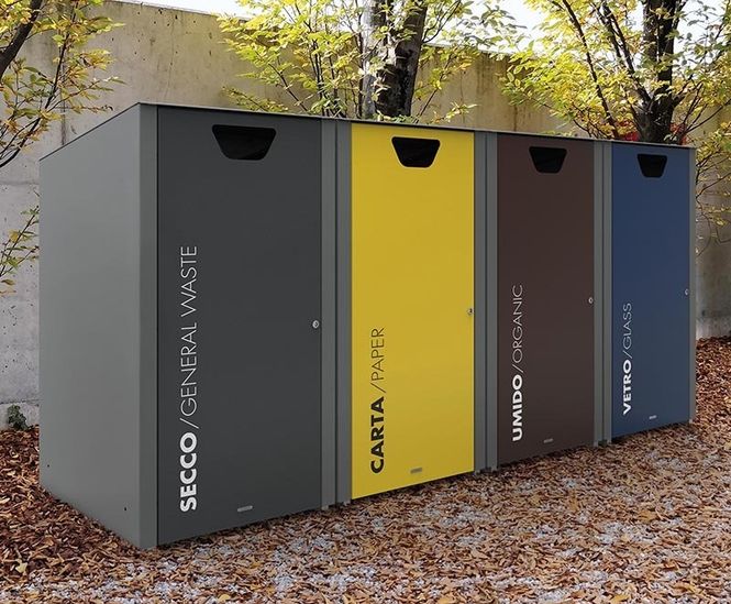 Cover 240 - 240-litre powder-coated steel outdoor litter bin store
