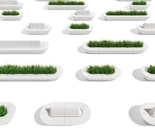 Delta - modular concrete planter and bench system for outdoor spaces