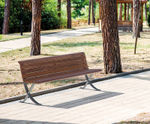 Miss - contemporary outdoor wood and steel seat with backrest