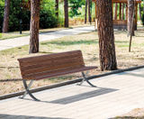 Miss - contemporary outdoor wood and steel seat with backrest - on this page