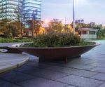 Parabel - corten steel outdoor planter with optional wood seat
