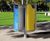 Top - post-mounted steel and aluminium outdoor litter bin with rain cover 1