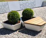 Austen - concrete and wood outdoor planter bench