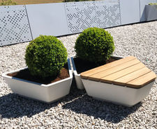 Austen - concrete and wood outdoor planter bench