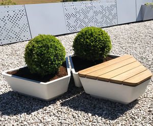 Austen - concrete and wood outdoor planter bench