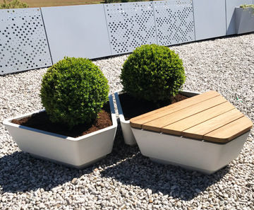 Austen - concrete and wood outdoor planter bench