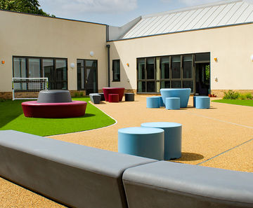 Outdoor seats and tables for mental health clinic