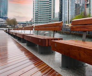 Bespoke timber seating for Harbour Quay Gardens
