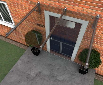 Type K flat glass door canopy with gallows brackets