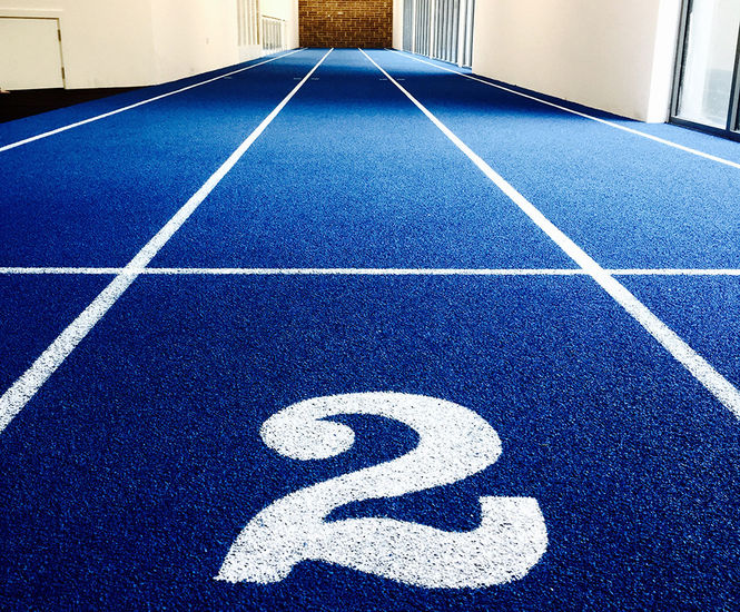 Indoor IAAF athletics track system for Dorset school