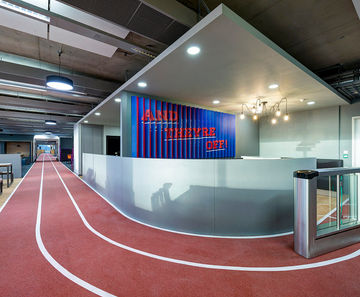 Indoor athletics track flooring for press centre offices