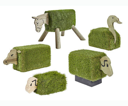 Farm Set play seating covered with artificial grass | Timotay Playscapes |  ESI External Works