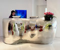 Bespoke polished pewter reception desk