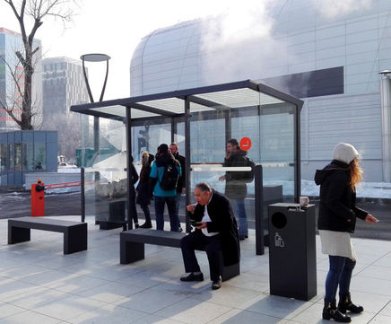 Aureo smoking shelter with optional lighting