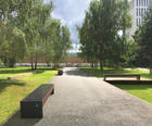 Blocq bench seating with solar-powered mobile charging