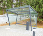 Edge steel-framed smoking shelter with glass panels