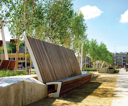 Landscape park bench with optional high backrest