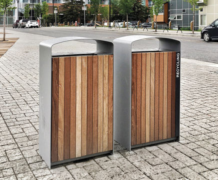 Prax contemporary style steel-framed litter bin