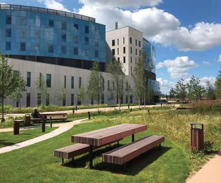 Woody seating specified for Cambridge Biomedical