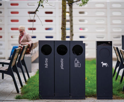 Crystal all-steel triple litter bin for recycling