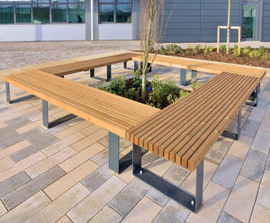 Langley Bench LBN121 - outdoor timber and steel seating for public spaces