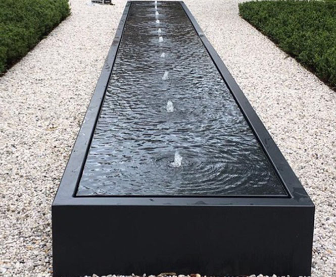 Water Table - illuminated aluminium water feature | Taylor Made Planters