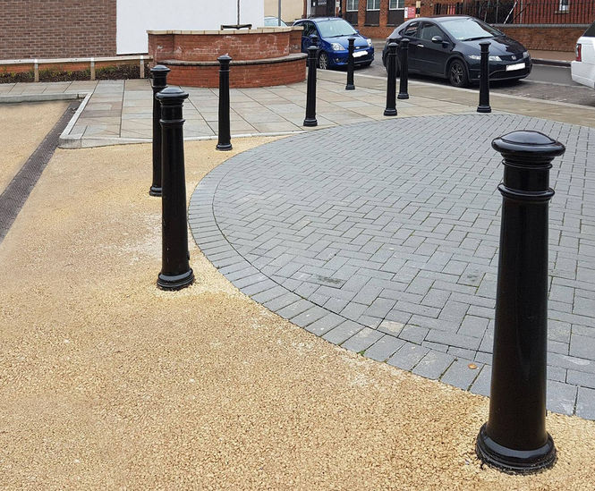 Heavy-duty bound paving for retail parking area