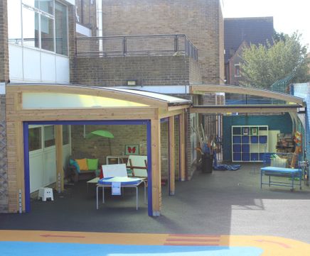 Two roller-shutter canopies