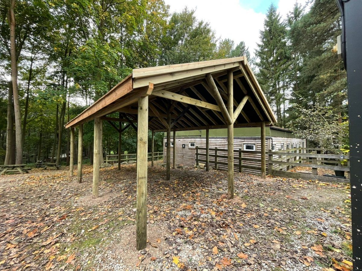 Rustic timber shelter for Cannock Chase Forest Setter Shelters ESI