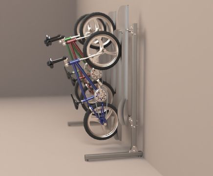 Vertical space-saving cycle rack