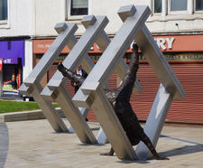 Triamond sculpture represents Wishaw High Schools