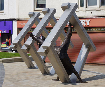 Triamond sculpture represents Wishaw High Schools