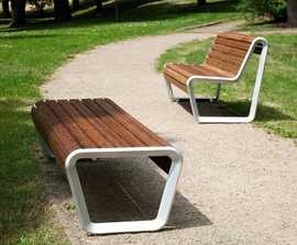 BOROLA bench with timber seat and aluminium side rails