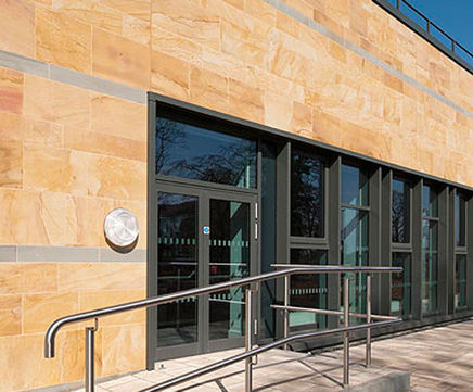 Cop Crag fine grained yellow / pink variegated sandstone