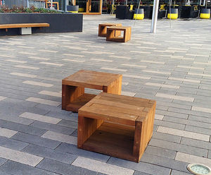 Modular Box Cube Seat Open - hardwood outdoor seating for public spaces