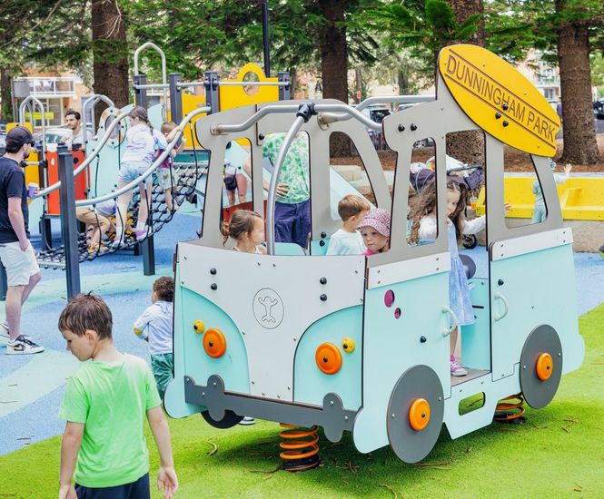 Surf’s Up at Dunningham Park Playground with the Surf Van Springer