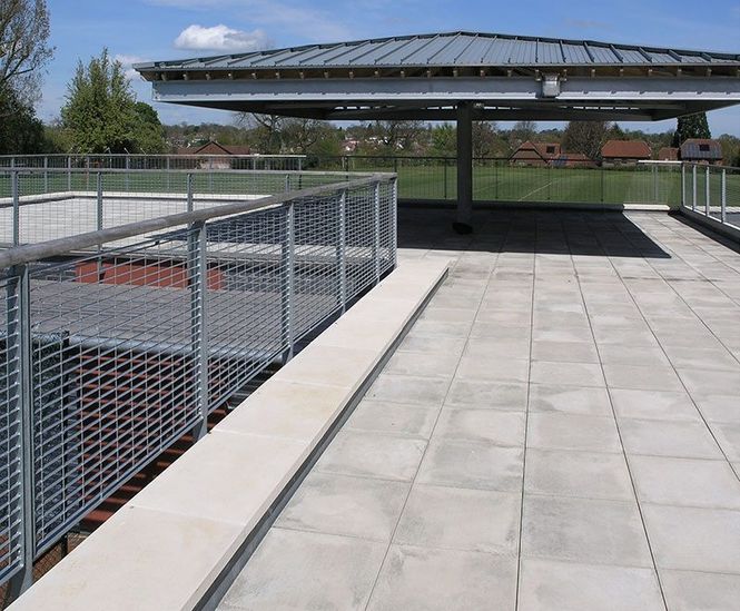 Grating balustrade for St Albans School sports pavilion