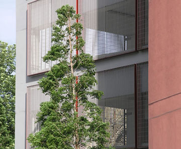 Stereo rectangular open mesh architectural gratings