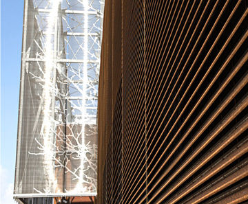 Italia - corten steel louvred wall cladding and screening panels