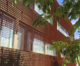 Piazza-132 corten steel grating used as modern cladding - on this page