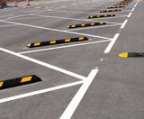 Wheel Stops - recycled rubber car park bay marker with reflective stripes - on this page