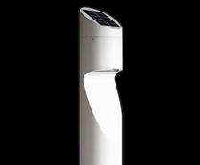Angled solar-powered illuminated bollard