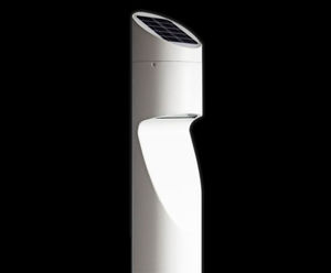 Angled solar-powered illuminated bollard