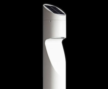 Angled solar-powered illuminated bollard