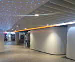 Shutters secure curved shopfronts at Newcastle Airport