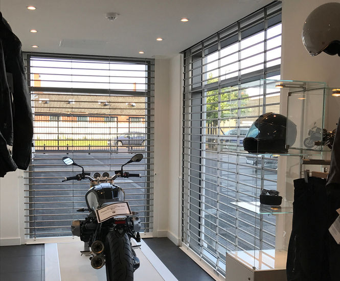 Security grilles - Williams BMW Motorrad showroom
