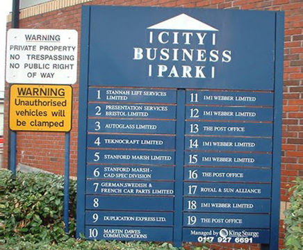 Bespoke external business directory signage
