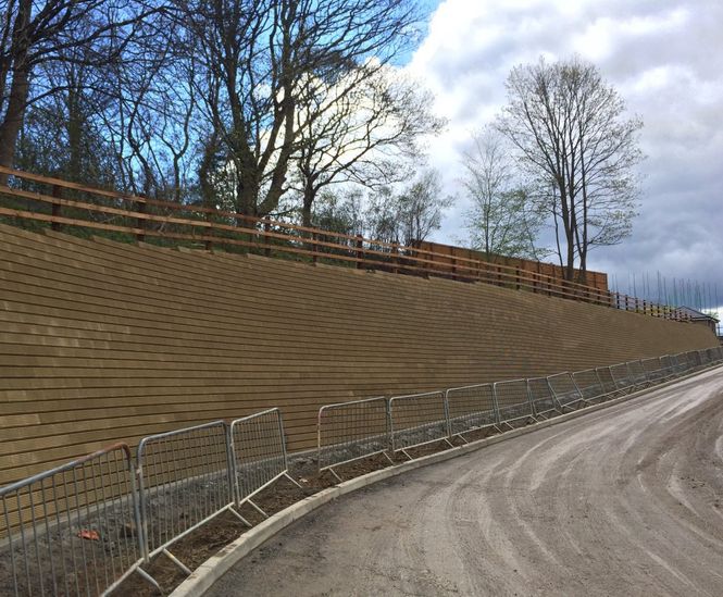 Curved retaining wall for Barratts Homes